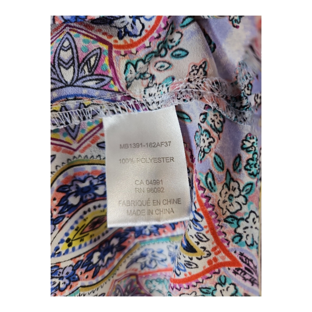 Fleur Bleue Key Hole Neck Sleeveless Paisley Tank Top Size M - Picture 5 of 6